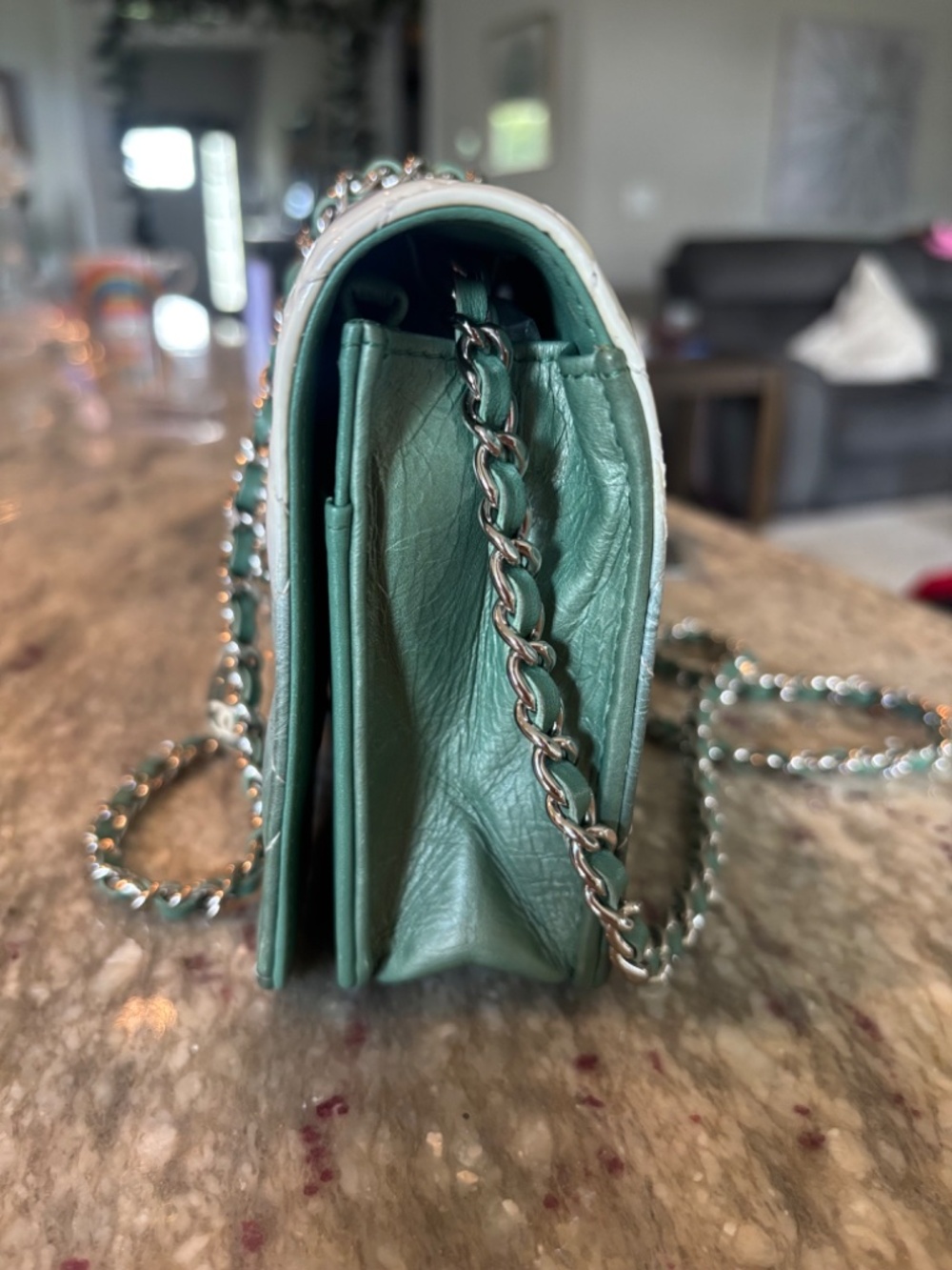 CHANEL Quilted Ombre Wallet On Chain Silver toned HW - Picture 7 of 16